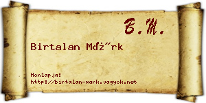 Birtalan Márk névjegykártya